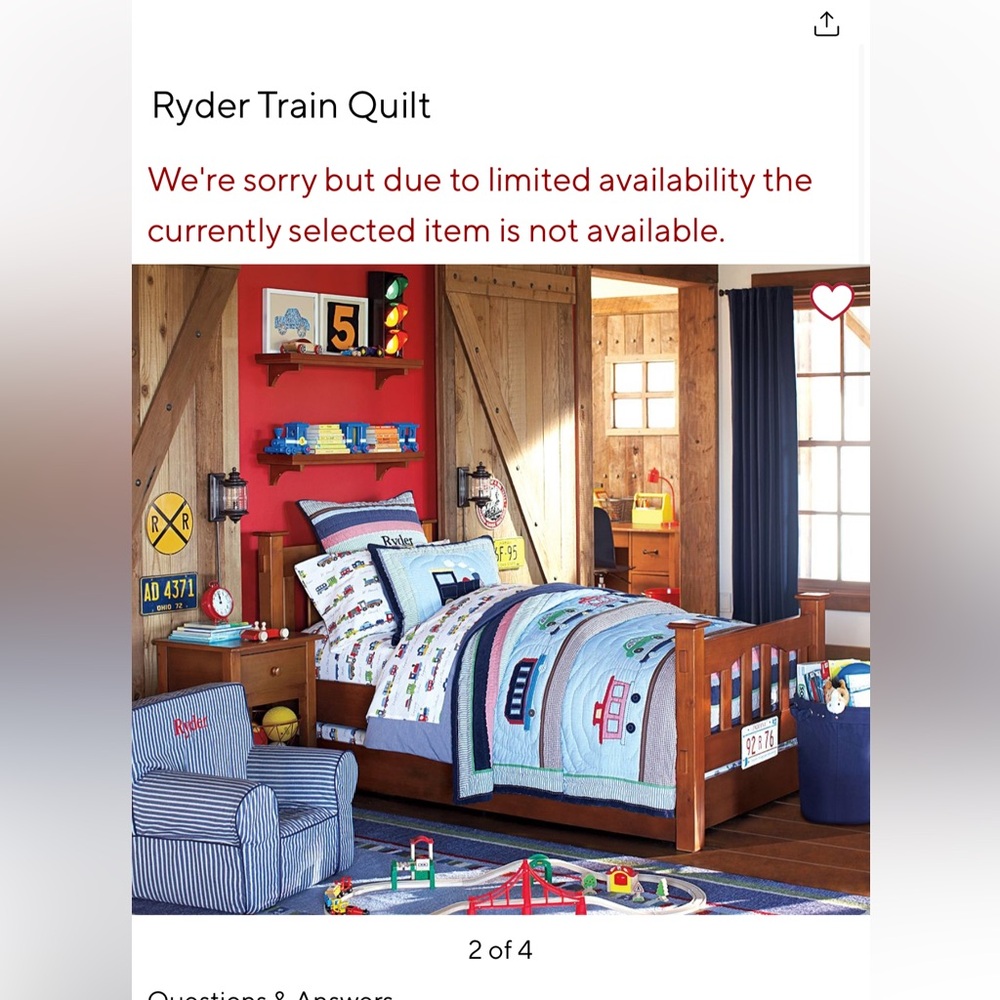 Pottery Barn Kids Blue Train & Car Quilted Baby/Child Blanket - Picture 2 of 8